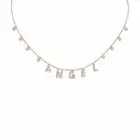 Angel Pendant diamond angel name necklace in 18kt rose gold with letter charms and star details