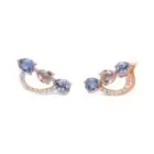 Arrow multi color sapphire diamond stud earrings in 18kt rose gold with pear-shaped sapphires