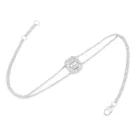 Aurelle Bracelet white gold with 3 baguette diamonds in an illusion setting and diamond halo