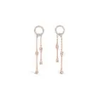 Cercle diamond circle drop earrings in 18kt rose gold with diamond details and chain drops