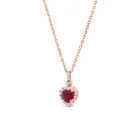 Coeur Pendant in pink gold with a heart-shaped ruby and diamond halo