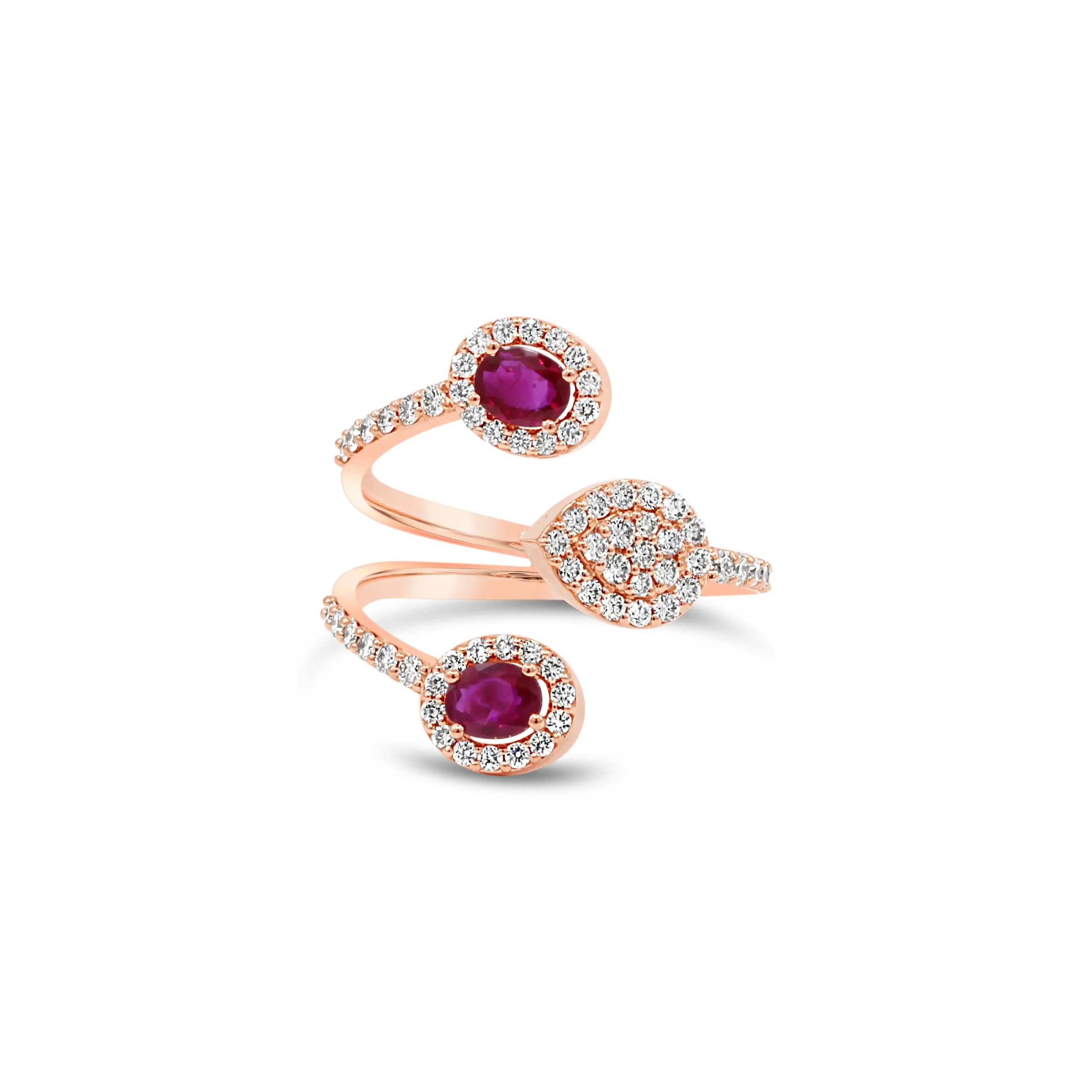 cui-ring-pink-gold Cui Ring in pink gold with oval rubies and diamond halo details