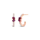 Cupla Hoop Earrings in pink gold with rubies and pavé diamonds