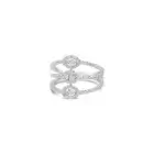 Dio Ring in white gold with three marquise-shaped diamond motifs and pavé diamond bands