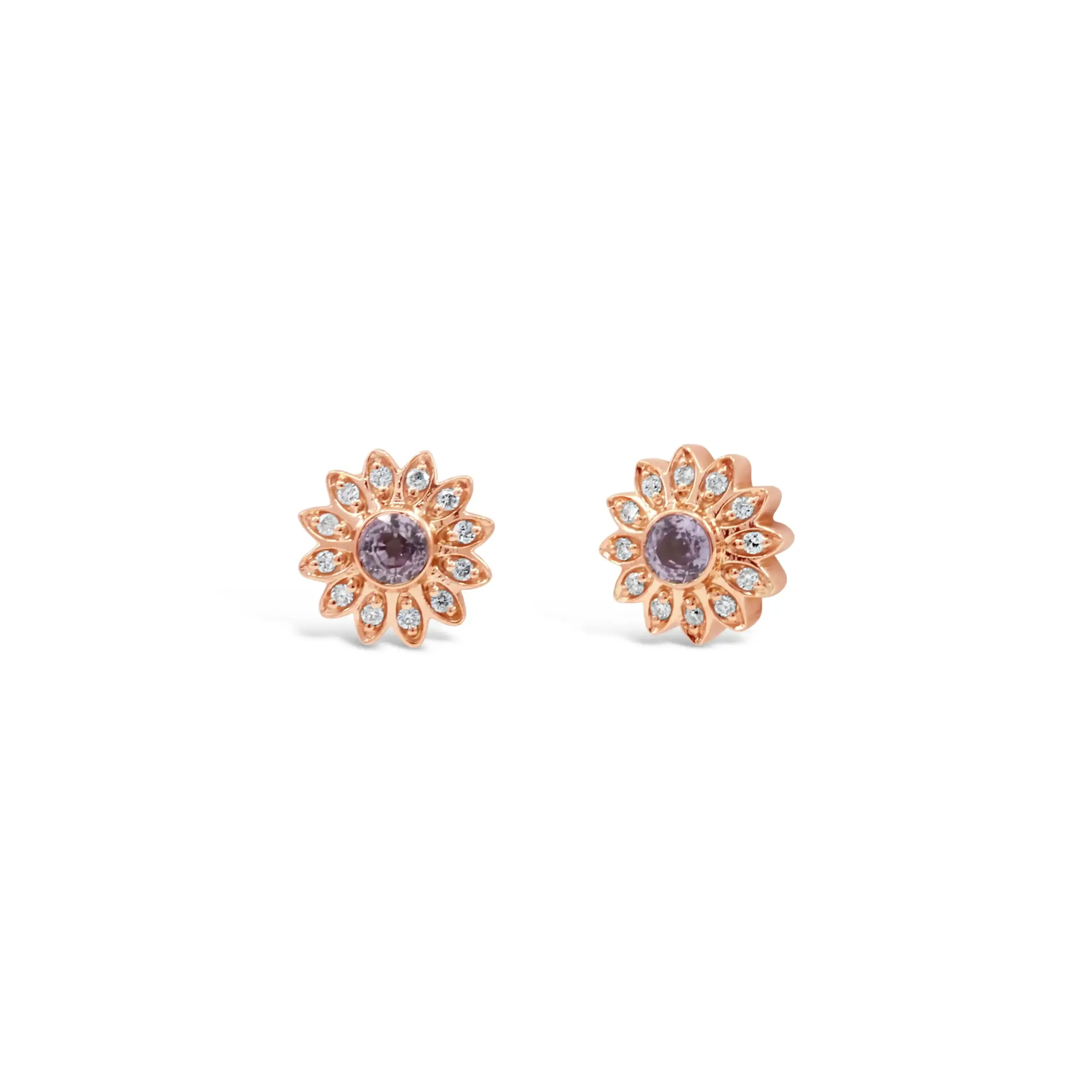 flor-pink-sapphire-flower-stud-earrings Flor pink sapphire flower stud earrings in 18kt rose gold