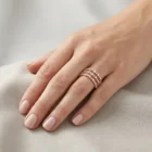 Gade Ring in pink gold with three rows of pavé diamonds