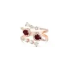 Lei Ring in pink gold with pear-shaped rubies, pear-shaped diamonds, and pavé diamond accents