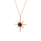 Lula Necklace in pink gold with a star motif, black diamonds, and white diamonds