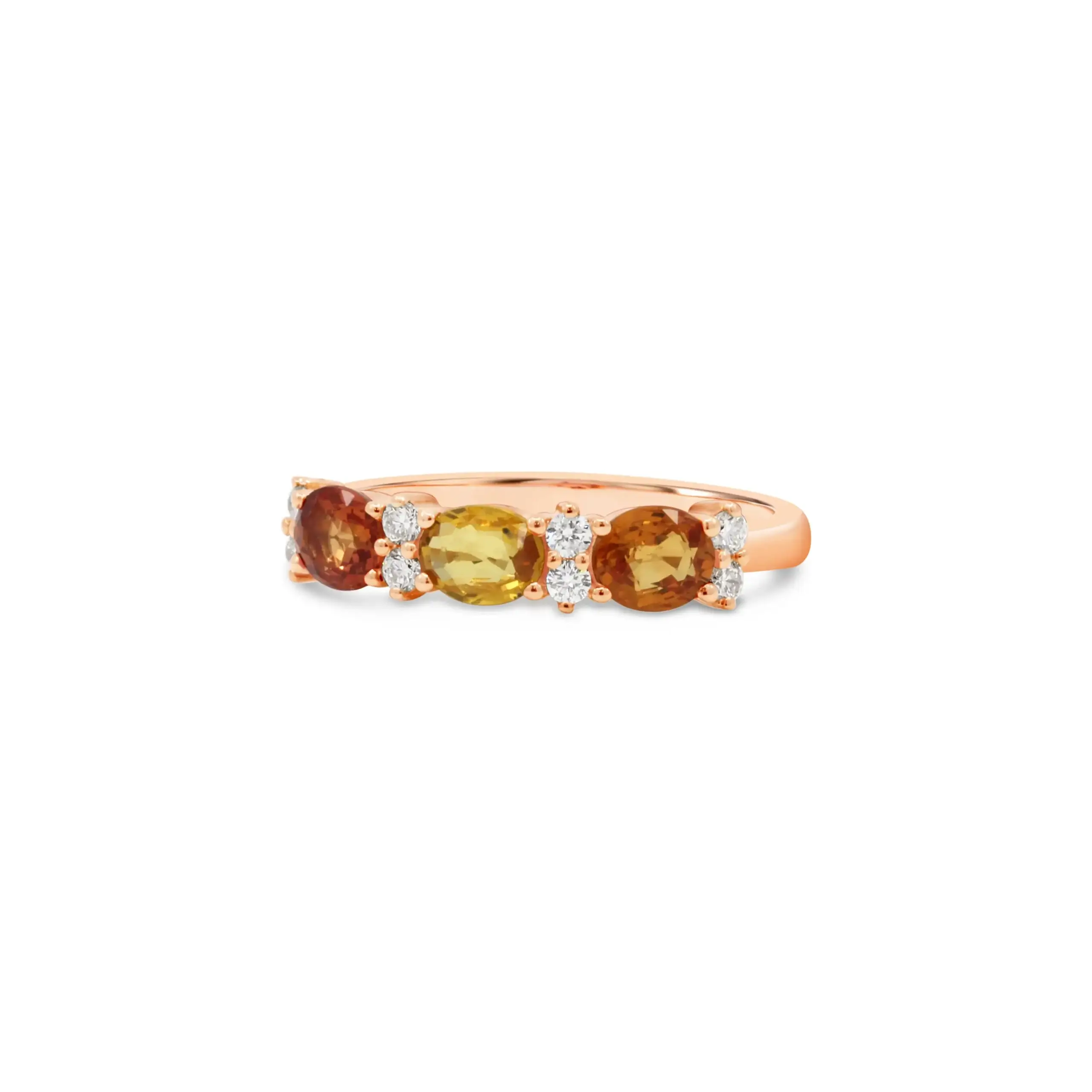 mini-colore-ring-pink-gold-multicolor-sapphires Mini Colore Ring in pink gold with multicolor sapphires and diamond accents