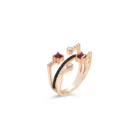 Nelio Ring in pink gold with rubies, black diamonds, and white diamonds