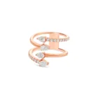 Pera Ring in pink gold with pear-shaped diamonds and pavé diamond accents