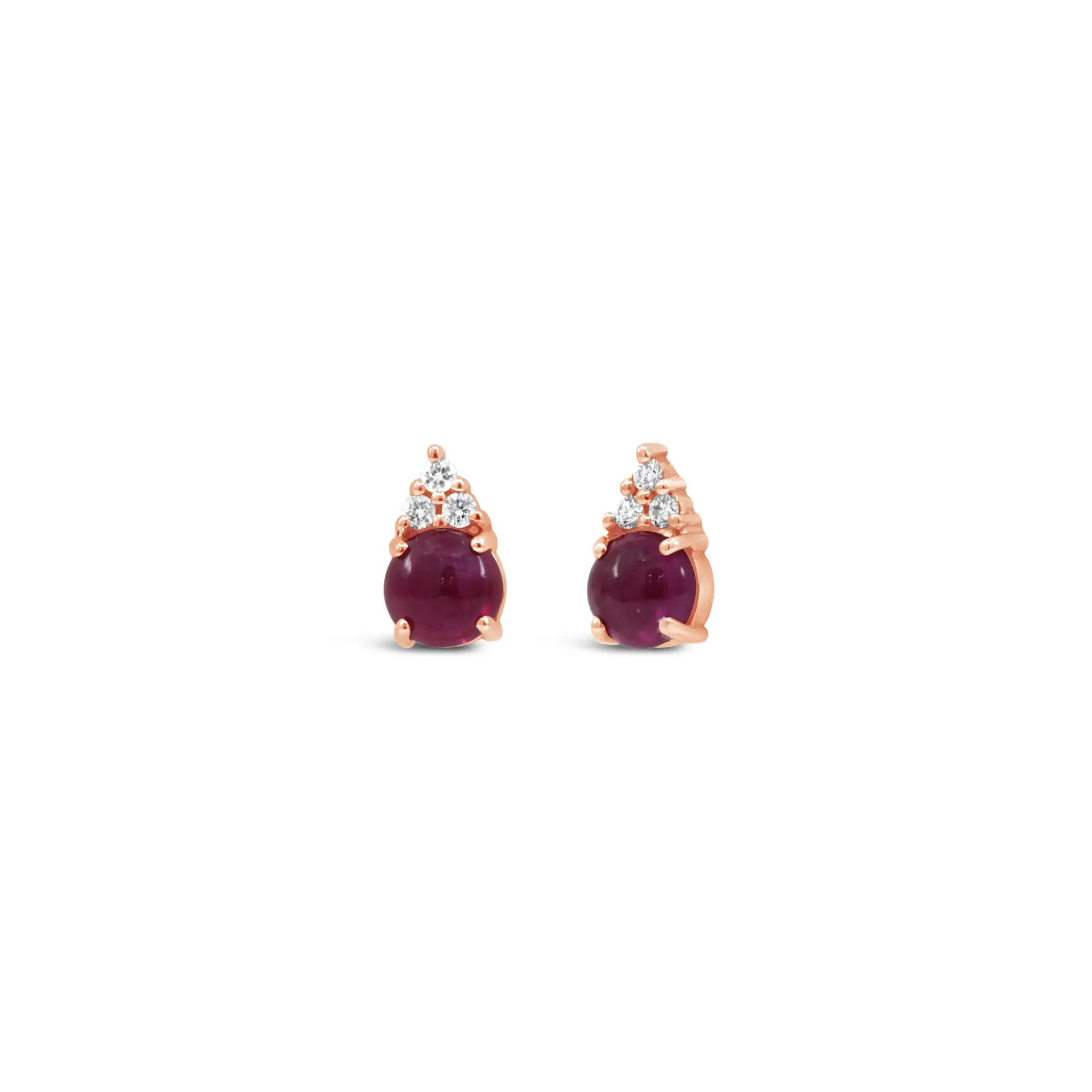 piccola-cabochon-ruby-diamond-stud-earrings Piccola cabochon ruby diamond stud earrings in 18kt rose gold