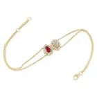 Rosera Bracelet in yellow gold with a ruby and diamond halo details