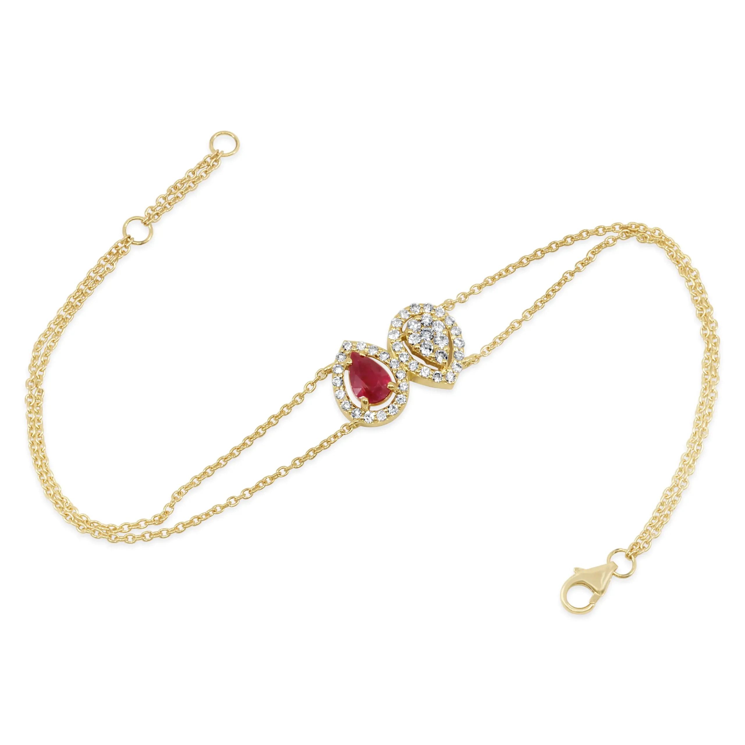 rosera-bracelet-yellow-gold-ruby Rosera Bracelet in yellow gold with a ruby and diamond halo details