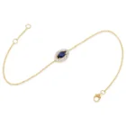 Safira Bracelet in pink gold with a marquise sapphire and diamond halo