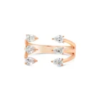 Sei ring pink gold with six pear-shaped diamonds in an open band design