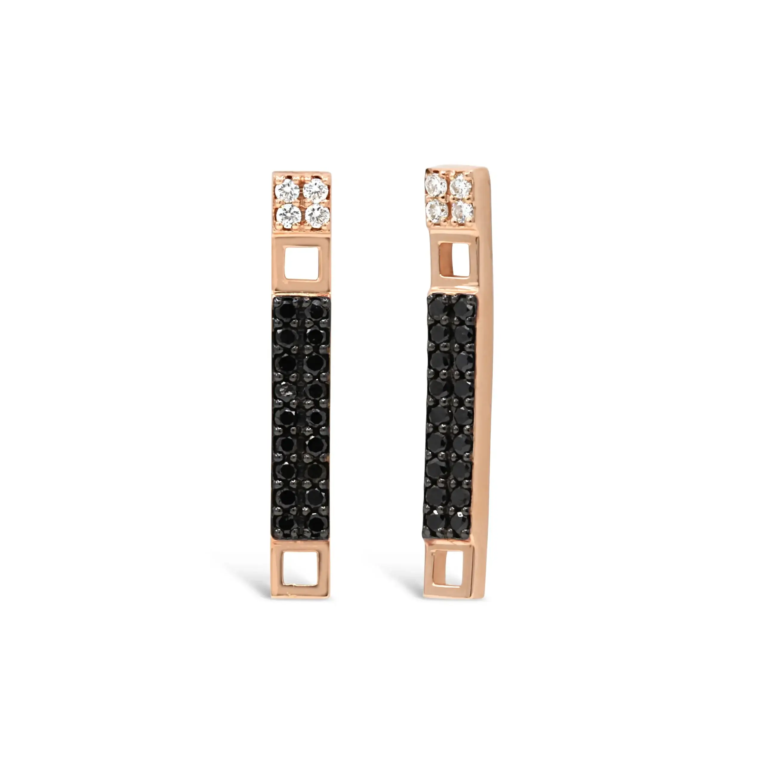 straight-earrings-black-diamond-straight-earrings Straight Earrings black diamond straight earrings in 18kt rose gold with white diamond accents