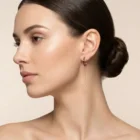 Yena Earrings in pink gold with black diamonds and a delicate drop chain