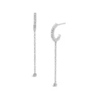 Yena Hoop Earrings white gold with diamond-set hoop and delicate drop chain