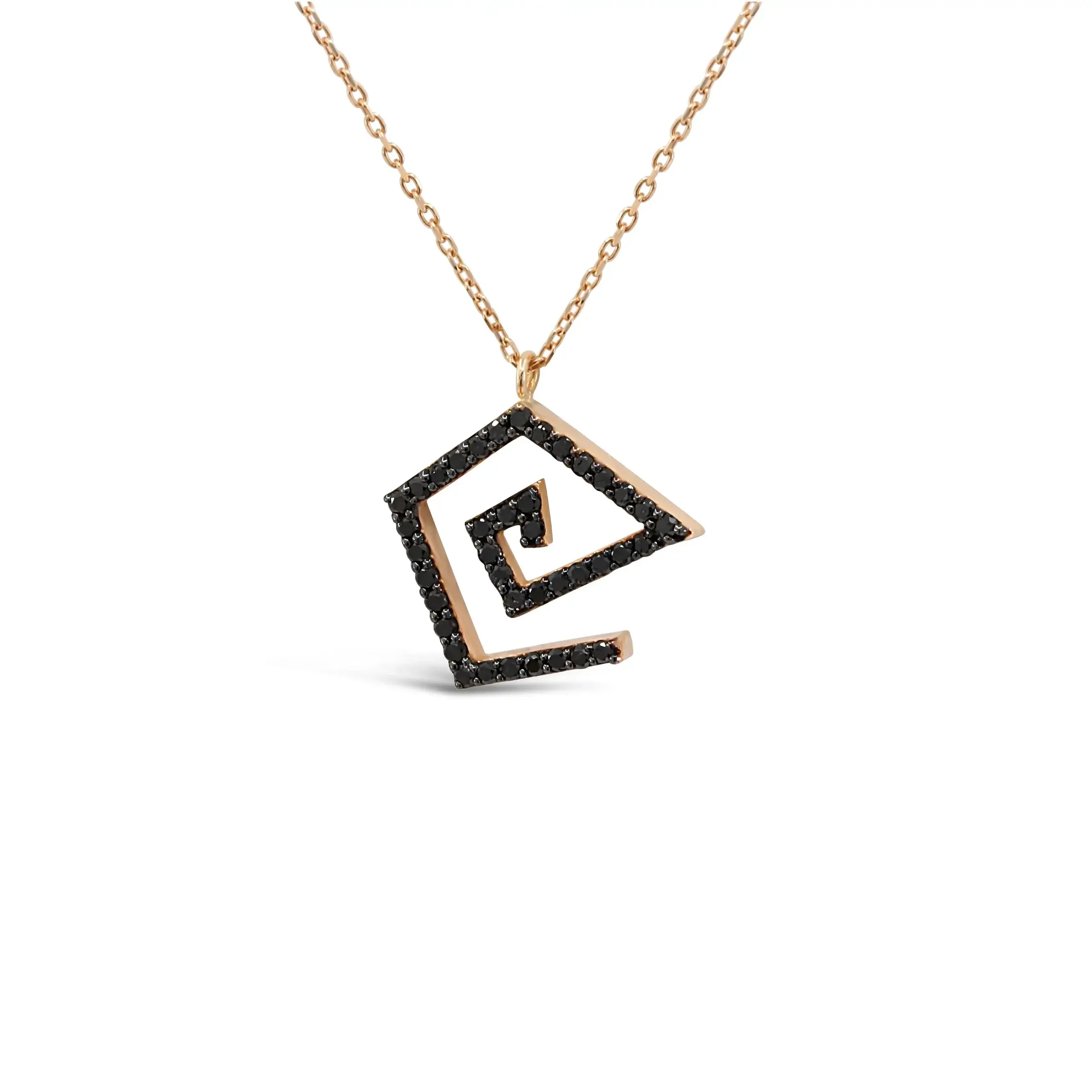 zigzag-pendant-black-diamond-spiral-pendant-necklace Zigzag Pendant black diamond spiral pendant necklace in 18kt rose gold