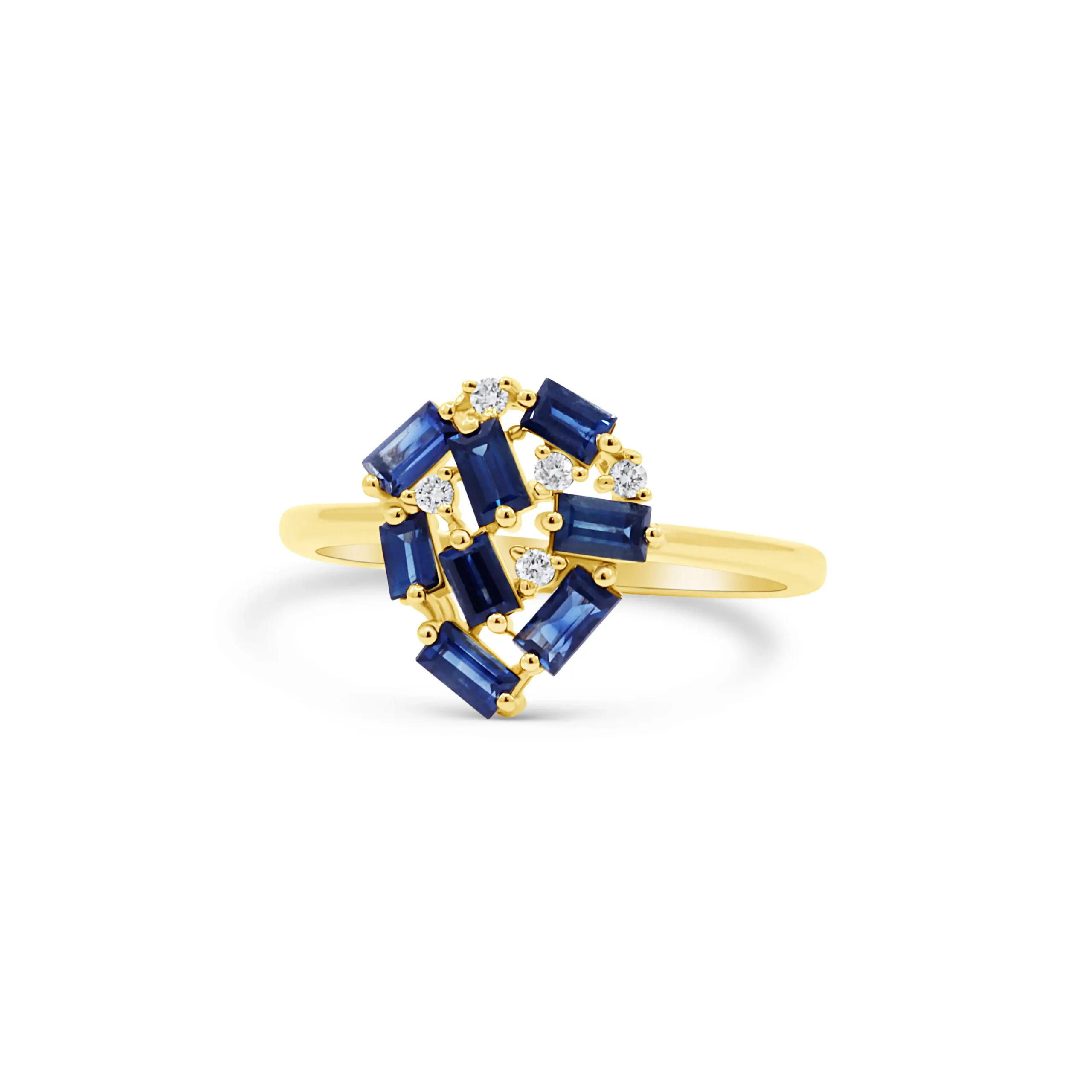lily-ring-yellow-gold-baguette-sapphire Lily Ring in yellow gold with baguette sapphires and diamonds