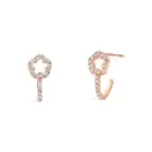 Lotus diamond flower huggie earrings in 18kt rose gold