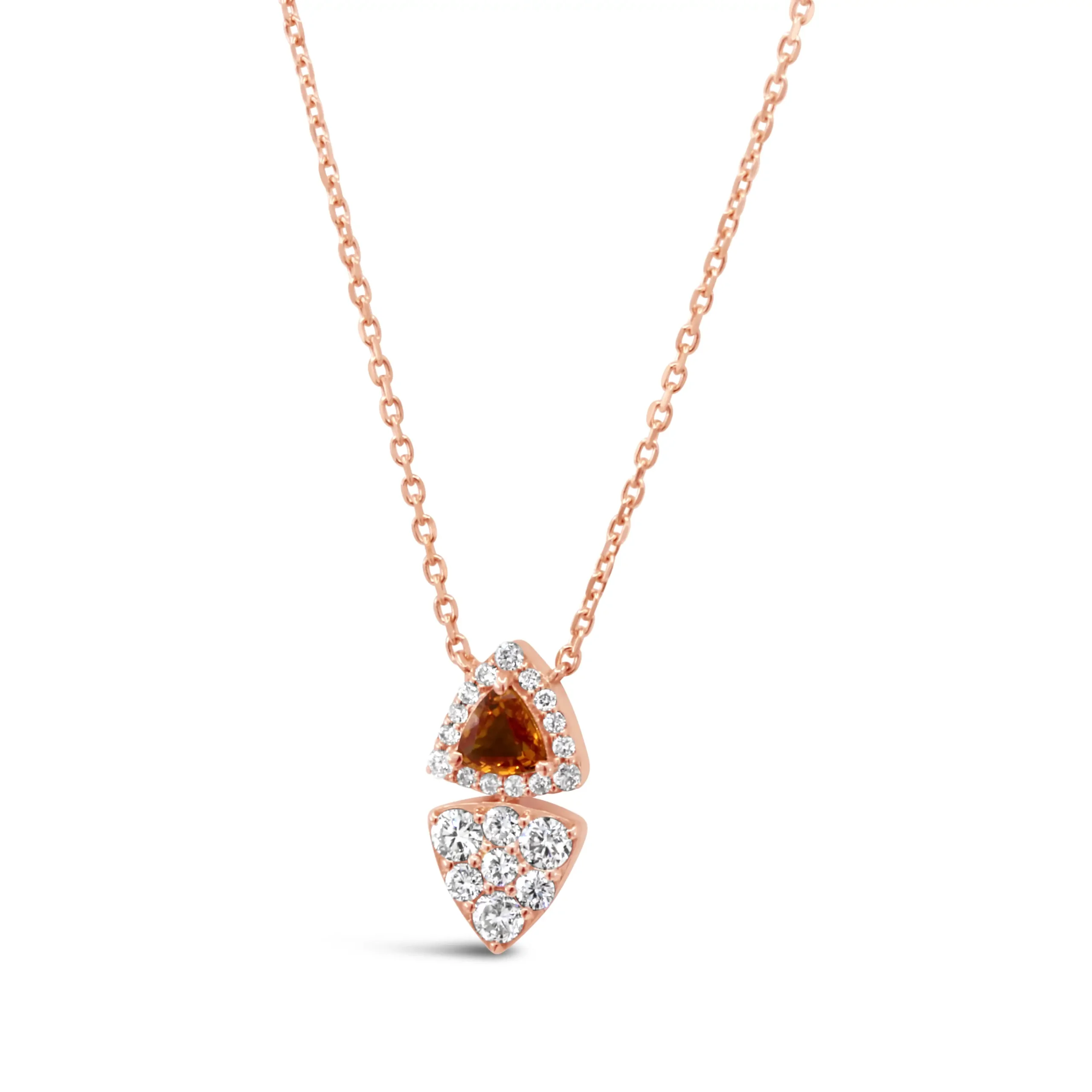 nott-pendant-yellow-sapphire-diamond-pendant-necklace Nott Pendant yellow sapphire diamond pendant necklace in 18kt rose gold with triangle design
