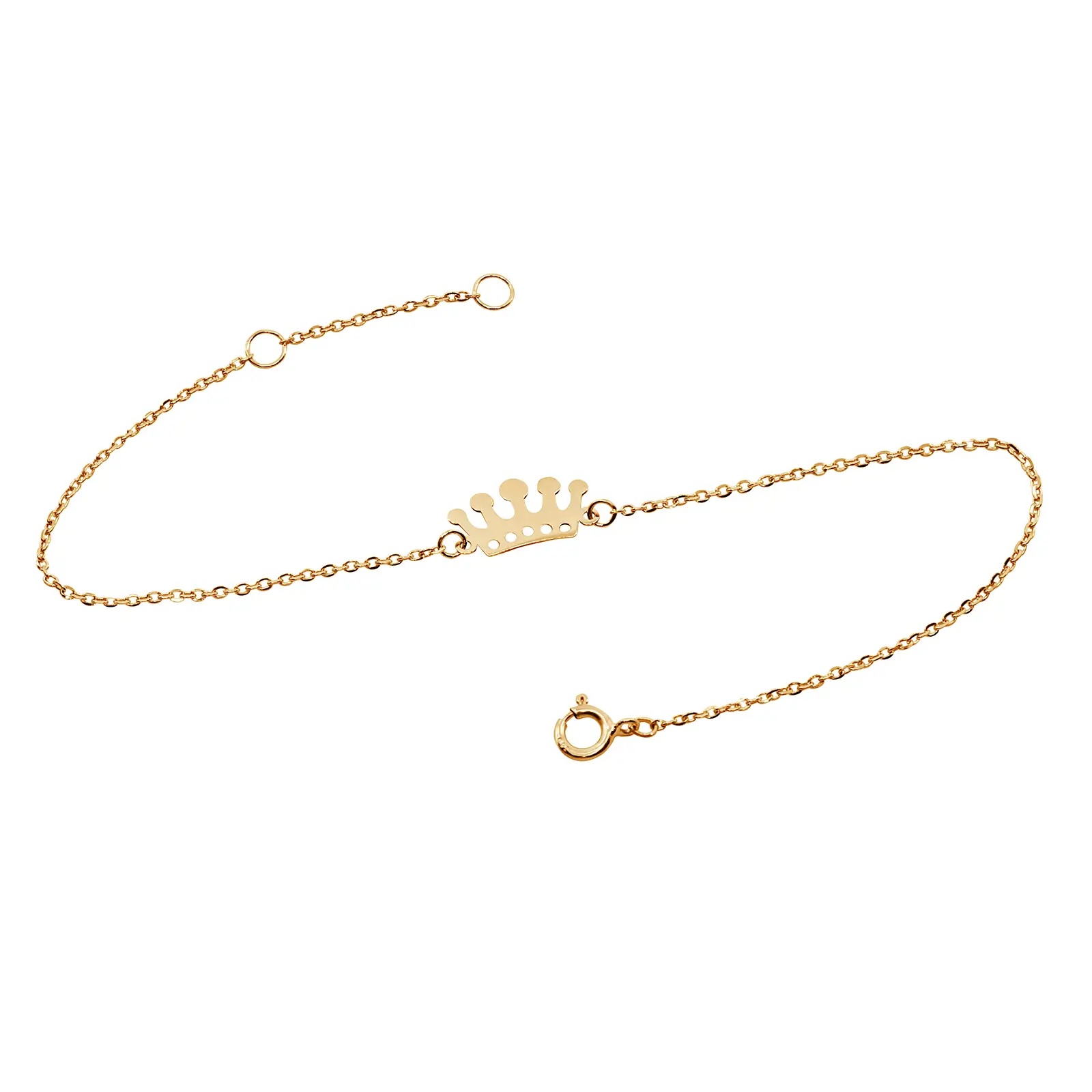 crown-bracelet-pink-gold Crown Bracelet in pink gold with a delicate crown motif on a fine chain