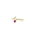 Rubbly Ring in yellow gold with a round ruby cabochon and diamond accents