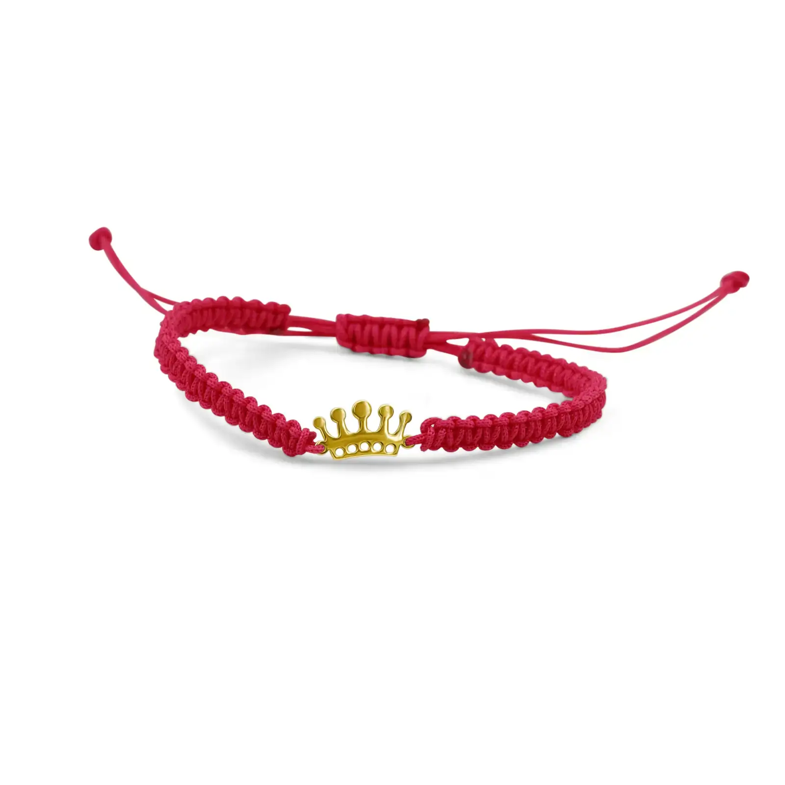 crown-macrame-bracelet-yellow-gold-red-cord Crown Macramé Bracelet in yellow gold with red adjustable macramé cord