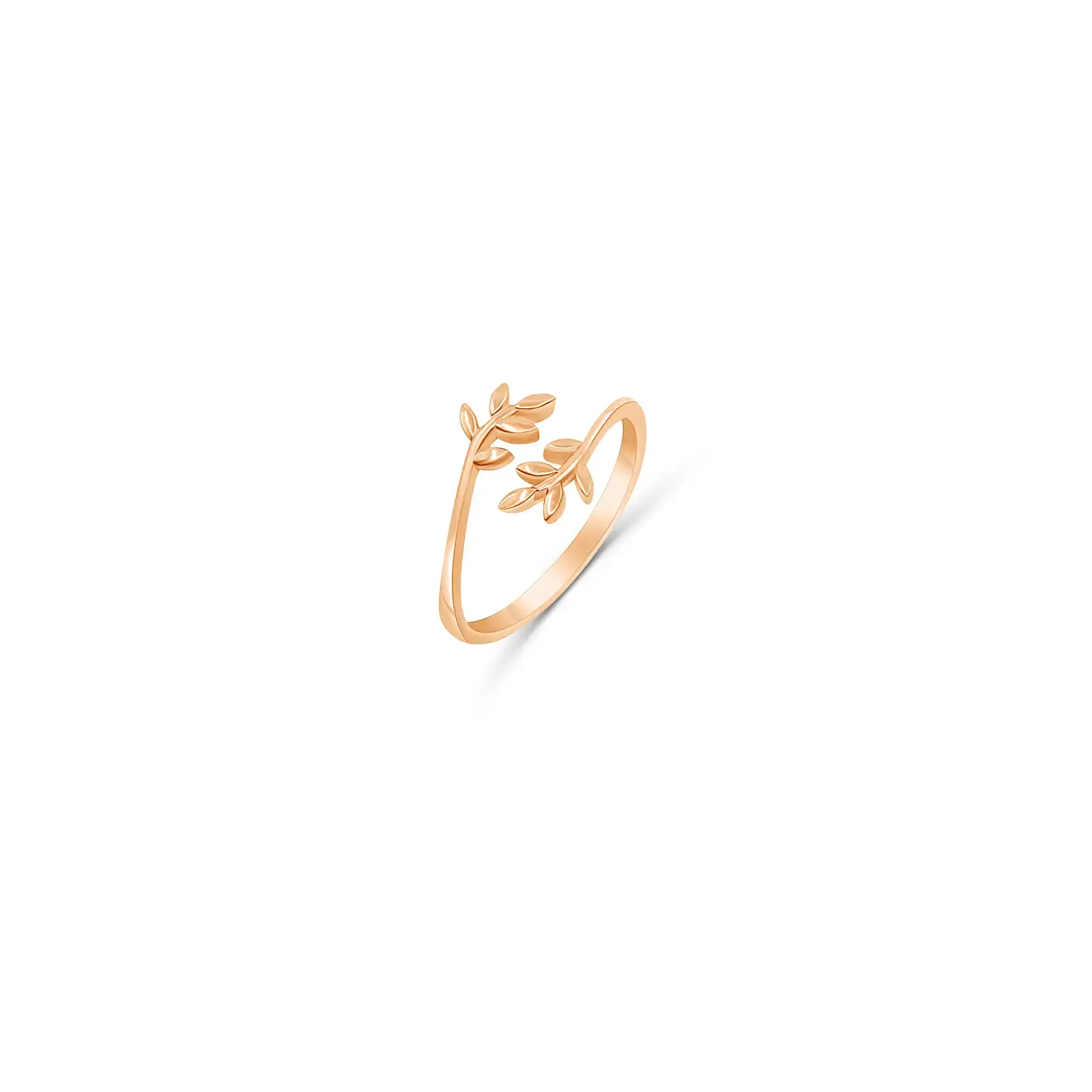 olive-branch-ring-pink-gold Olive Branch Ring in pink gold with a delicate open leaf branch design