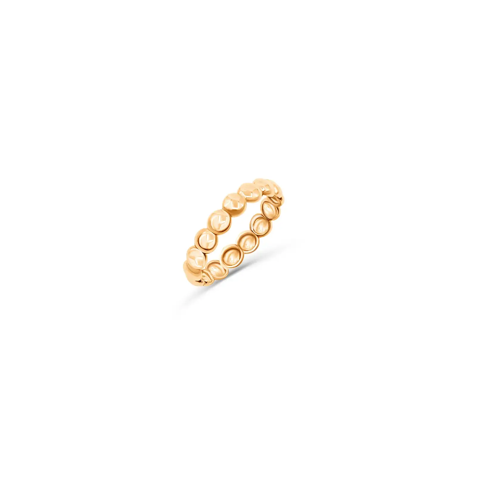 round-ring-pink-gold Round Ring in pink gold with a polished rounded band design