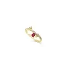 Luce Ruby Ring in yellow gold with an oval ruby and pavé diamond band