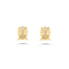 Stellara Earrings in pink gold with diamond accents and a sculpted starburst design
