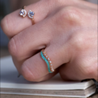 Wave Ring in pink gold with turquoise enamel and diamonds